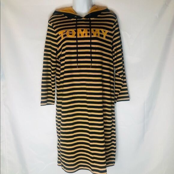 Tommy Hilfiger Denim Striped Hooded Dress - Picture 1 of 7
